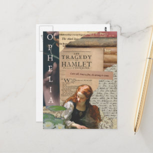 Carte Postale Collage de médias mixtes Ophelia papiers déchirés