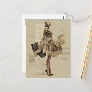 Carte Postale Collage de mode et d'architecture vintage