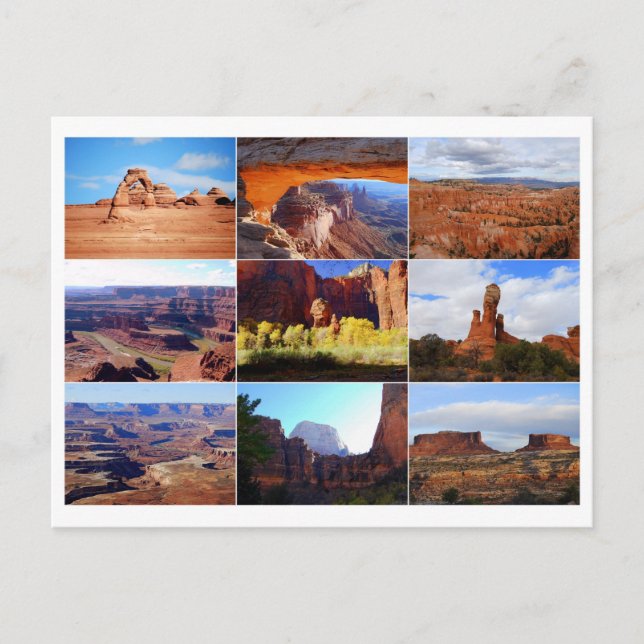 Carte postale collage de monuments de l'Utah (Devant)