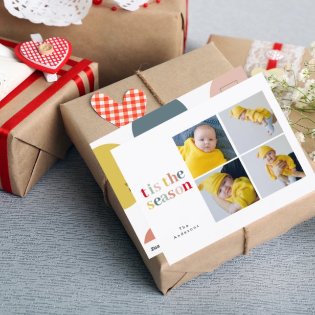 Carte Postale Collage de Noël avec quatre photos | C'est la sais (Créateur téléchargé)