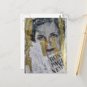 Carte Postale Collage de nouvelles de première page vintage de d