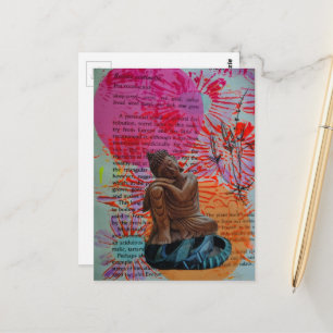 Carte Postale Collage de Paix en Techniques Mixtes