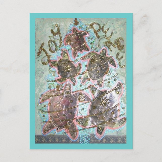 Carte Postale Collage de Parties scintillant de tortues (Devant)