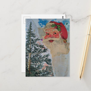 Carte Postale Collage de Père Noël rétro
