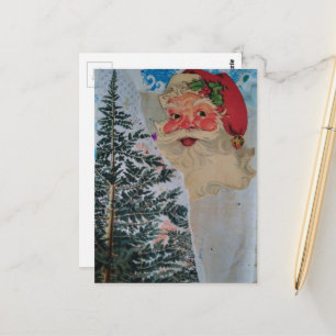 Carte Postale Collage de Père Noël vintage