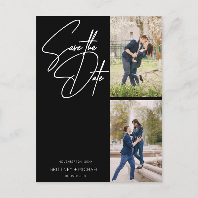 Carte Postale Collage de photos à main minimale noir (Devant)