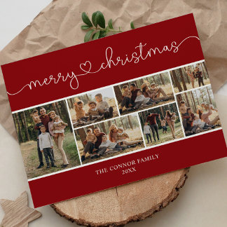 Carte Postale Collage de photos de calligraphie moderne Joyeux N