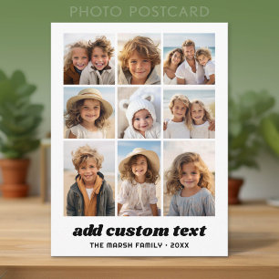 Carte Postale Collage de photos de famille moderne 9 photos blan
