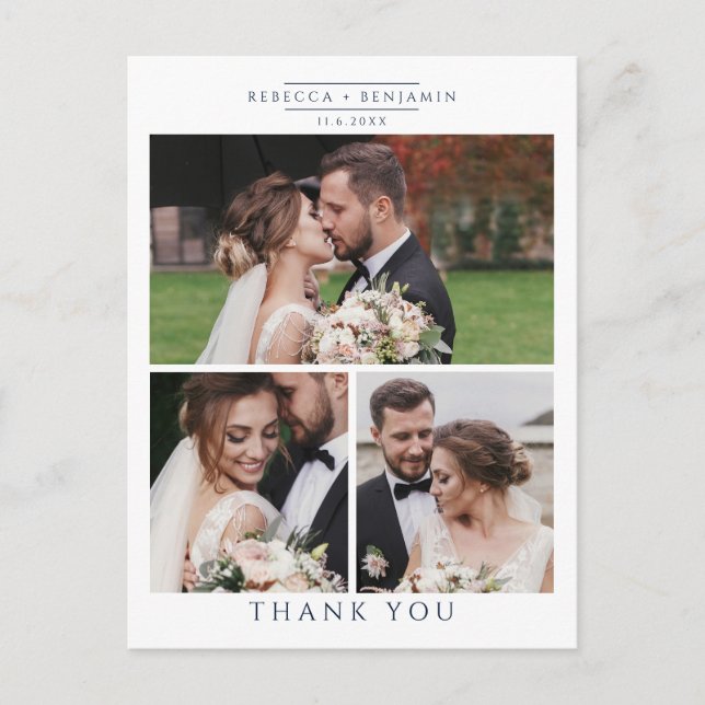 Carte Postale Collage de photos de mariage Merci (Devant)