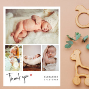 Carte Postale Collage de photos écrit à la main Baby Shower Merc
