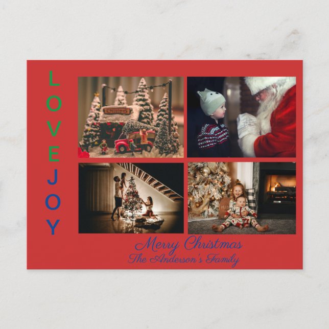 Carte Postale Collage de photos familiales Quatre photos Joyeux  (Devant)