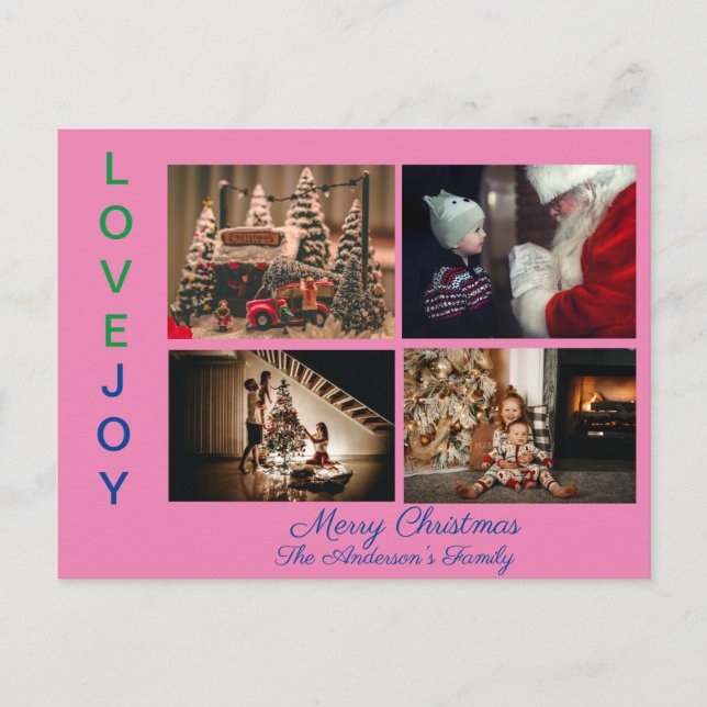 Carte Postale Collage de photos familiales Quatre photos Joyeux  (Devant)