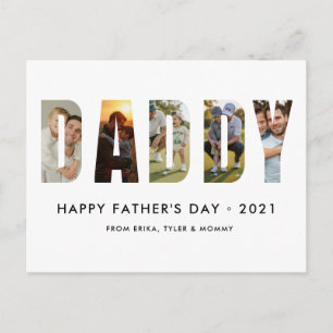 Carte Postale Collage de photos minimaliste Papa Joyeuse Fête de