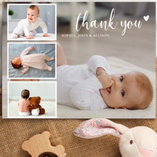 Carte Postale Collage de photos personnalisé Baby Shower Moderne