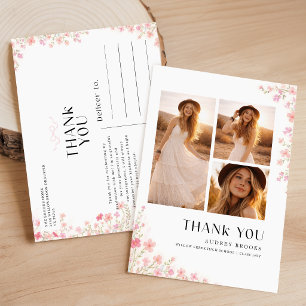 Carte Postale Collage de photos Ruban Floral Remerciements de fi