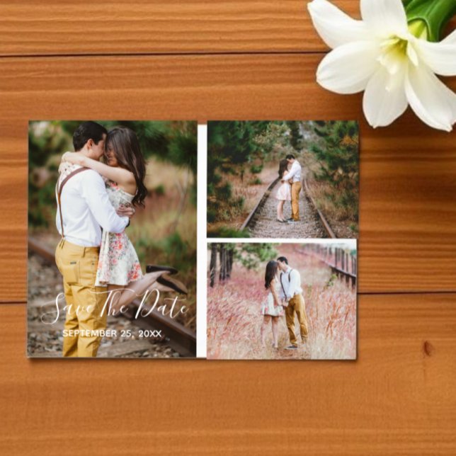 Carte Postale Collage de photos rustique pour annoncer la date d (Créateur téléchargé)