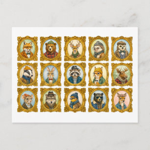 Carte Postale Collage de portraits d'animaux