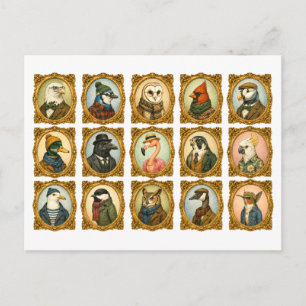 Carte Postale Collage de portraits d'oiseaux