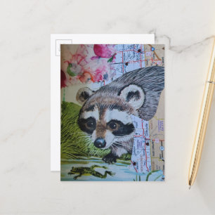 Carte Postale Collage de Raton Laveur Bébé