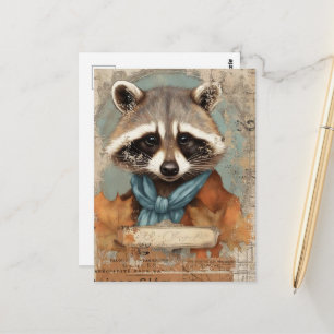 Carte Postale Collage de raton laveur vintage