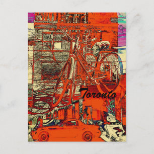 Carte Postale Collage de rue de Toronto avec vélo rouge