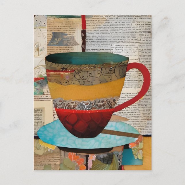 Carte Postale Collage de tasse à thé (Devant)