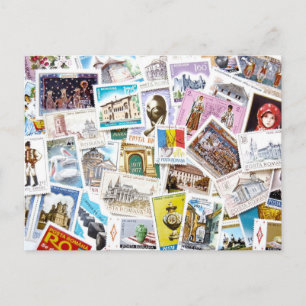 Carte Postale Collage de timbres-poste vintage de Roumanie