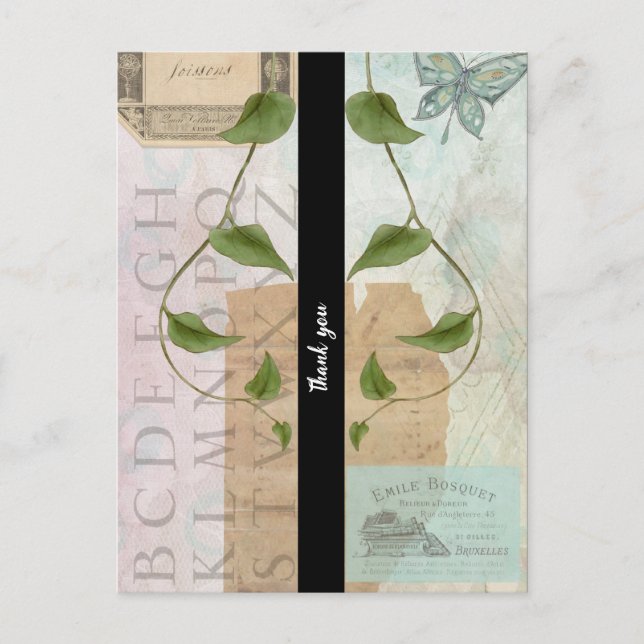 Carte Postale Collage de vieilleries vintage Merci (Devant)