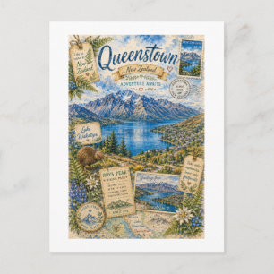 Carte Postale Collage de voyage à Queenstown Nouvelle-Zélande