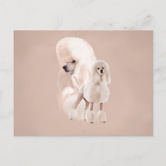 Carte Postale Collage de White Poodle Pastel (Devant)