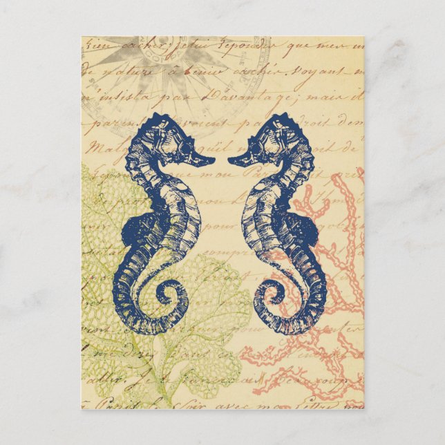 Carte Postale Collage des Chevaux de la Mer Bleue (Devant)