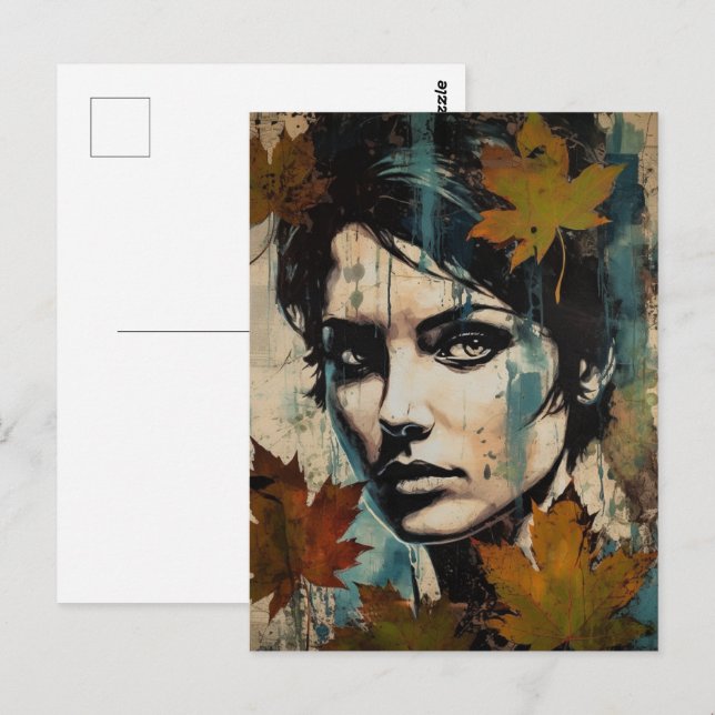 Carte Postale Collage des femmes face et feuille (Devant / Derrière)