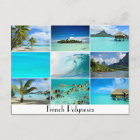 Carte postale collage des îles de Polynésie frança