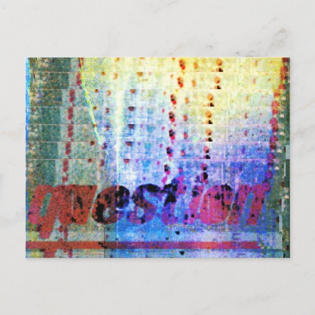 Carte Postale collage des questions abstrait (Devant)