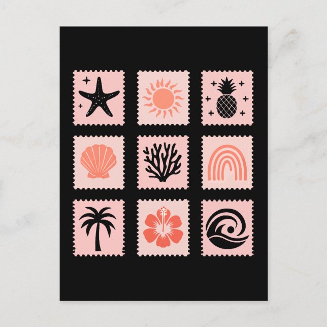 Carte Postale Collage des timbres de nature (Devant)