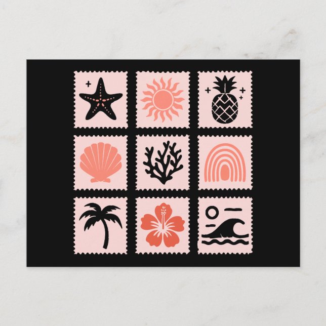 Carte Postale Collage des timbres de nature (Devant)