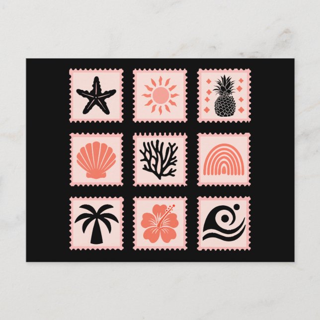 Carte Postale Collage des timbres de nature (Devant)