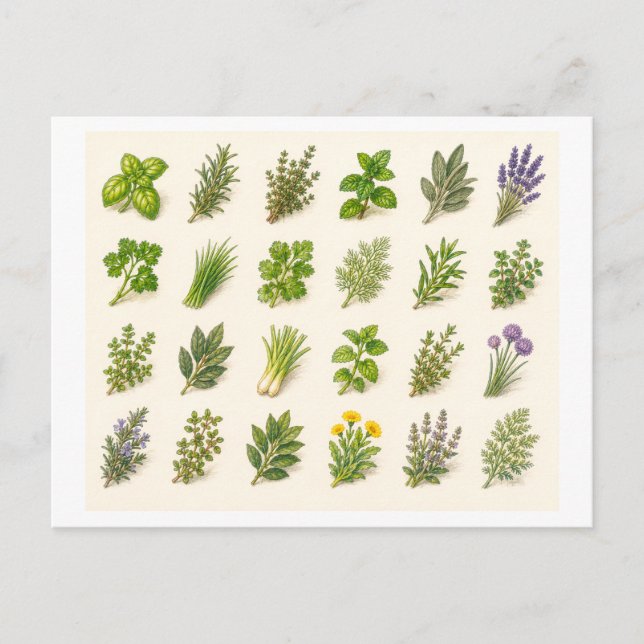 Carte Postale Collage d'herbes (Devant)