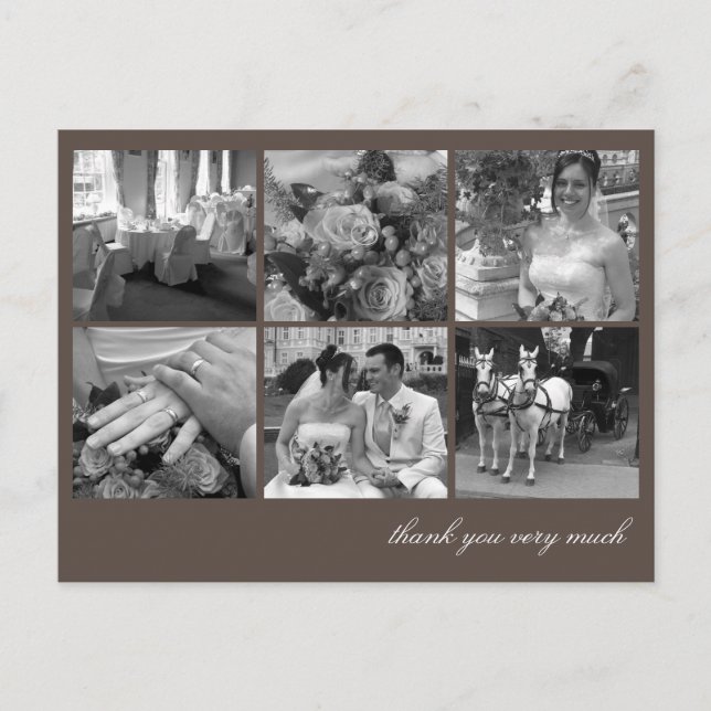 Carte Postale Collage en grille Brown 6 photos souvenirs merci (Devant)