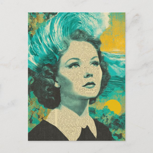 Carte Postale Collage en techniques mixtes Ondes cérébrales (Devant)