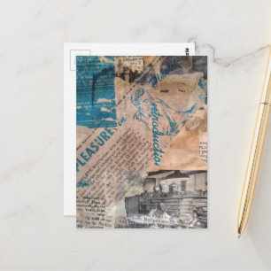 Carte Postale Collage en techniques mixtes sur le thème de la me