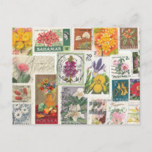 Collage floral - Timbres du monde