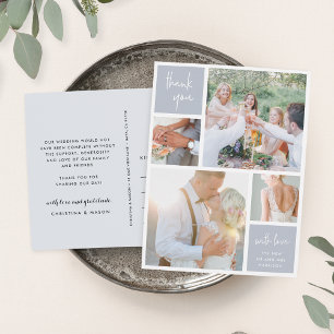 Carte Postale Collage gris brouillard   Merci photo Mariage