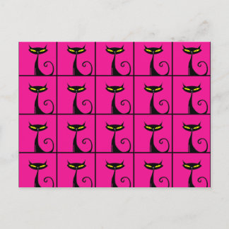Carte Postale Collage Hot Rose et Black Kitty Cats