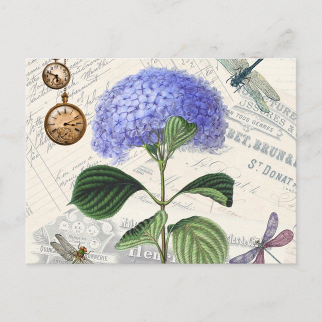 Carte Postale Collage Hydrangea (Devant)