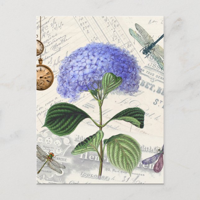 Carte Postale Collage Hydrangea (Devant)