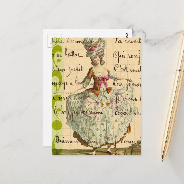 Carte Postale Collage Marie Rétro (Devant/Arrière en situation)