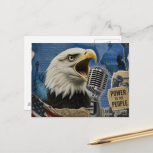 Carte Postale Collage mixte aigle américain patriotique