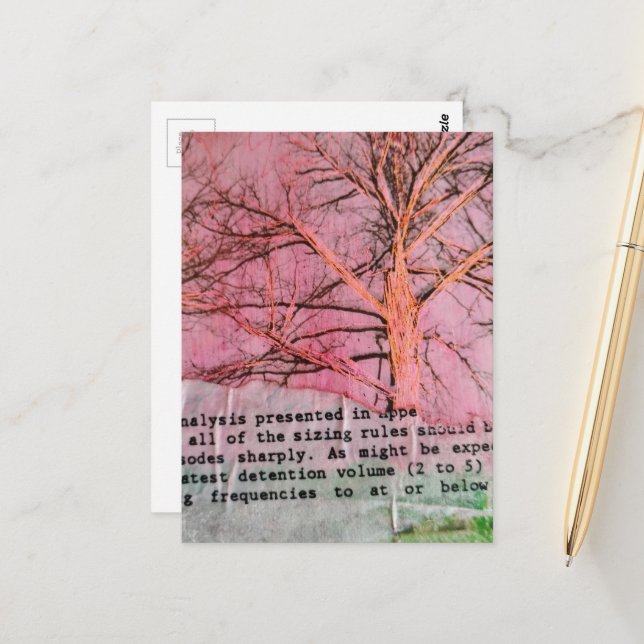 Carte Postale Collage mixte d'arbre d'hiver unique (Devant/Arrière en situation)