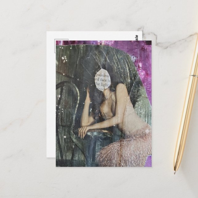 Carte Postale Collage mixte sans douleur de visage (Devant/Arrière en situation)
